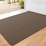 DEXI Indoor Door Mat, Non-Slip Absorbent Resist Dirt Entryway Rugs, Low Profile Thin Doormat Inside Entrance Mat, Rubber Backing Washable Floor Mats for Entryway, Hallway, Patio, 17"x29", Brown