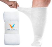 Viasox White EasyStretch™ Diabetic Socks for Men & Women, Non Binding Top, Seamless Toe, Loose Fit, Medium 5-9