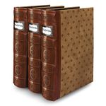 Bellagio-Italia Tuscany CD/DVD Storage Binder Set - Leather - 144-Disc Capacity - Storage Organizer for DVDs, CDs, Blu Rays, & Video Games - Acid-Free Binder Organizer Sheets - 3 Pack - Cognac