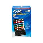 Expo Dry Erase Markers, Low Odour Whiteboard Markers with Organizer & Eraser, Chisel Tip, Assorted Colours, 8-Piece Set