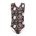 Howilath Christmas Sweetheart Swimwear Snowflake Santa Claus Holiday V Collar Sunsuit Candy Cane Holly Xmas Black Hot Spring Wear-9-10