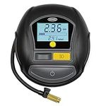 Ring Automotive - RTC1000 12V rapid tyre inflator air compressor car pump with preset digital pressure gauge, memory function, 2 min inflation, LED light, carry case, valve adaptor kit