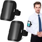 2 Pcs Leather Arm ID Badge Holder for Men Adjustable Armband Badge Holder with Elastic Arm Band ID Badge Holders Waterproof Ski Pass Holder for Work Postcards Office Business Supplies (Black)