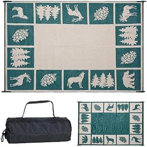 Stylish Camping 226094 6-feet by 9-feet Reversible Mat, Plastic Straw Rug, Large Floor Mat for Outdoors, RV, Patio, Backyard, Picnic, Beach, Camping - Hunter Mat (Green/Beige)