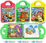 KOKODI Water Painting Book for Toddlers 1-3, 3 Pack Reusable Magic Water Coloring Books with 3 Water Pens, No Mess Painting Activity for Kids Ages 3+, Travel Toy Gift for Boys Girls，