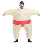 Rafalacy Inflatable Sumo Wrestler Suit Costume for Adult Blow up Halloween Costume Party Fat Suit Fancy Families Member Game Costume (Red Sumo)