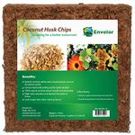 Envelor Coconut Fiber Chips Coco Coir Husk Chips Mulch Potting Mix 1 Brick = 2 Cubic Feet of Garden Potting Soil For Outdoor Indoor Plants, 10 Lb Coconut Husk Fiber for Orchids Bark