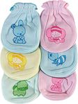 ANKIMA Babys' Cotton Soft Mittens (Multicolour) Pack of 6 (0-3 months)