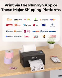 MUNBYN Bluetooth Shipping Label Printer 4x6 – Thermal, 25 Labels, Black