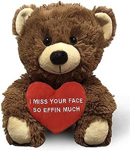 I Miss Your Face So Effin Much (Brown) 10 Inch Teddy Bear & Gift Bag - Funny Cute Stuffed Animal Plush for Girlfriend, Boyfriend, Best Friend - Birthday, Anniversary, Long Distance Gifts - Witty Bears