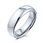 Bling Jewelry Plain Simple Dome Couples Titanium Wedding Band Rings for Men for Women Polished Silver Tone Comfort Fit 6MM