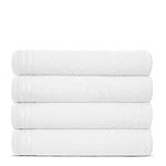 Lions Bath Towels - Set of 4 Bathroom Large Bath Sheets, 100% Luxury Cotton, 500 GSM 75X135CM, Highly Absorbent and Quick Dry Extra Large Bath Towel, Bathroom Accessory Set, White