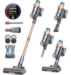 SMOTURE Cordless Vacuum Cleaner, 550W 45KPA Stick Vacuum with Touch Screen, Up to 60 Mins Runtime, Self-Standing Vacuum with Auto Mode, Lightweight Vacuums for Hardwood Floor Carpet Car Pet Hair