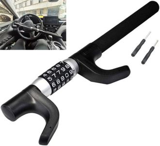 Vechkom Steering Wheel Lock Keyless Password Code Heavy Duty Security Anti Theft Steel for Vehicle Car Truck Van SUV