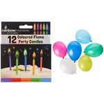 Boxer Gifts 12 Coloured Flame Party Candles | Multicoloured Flames | Perfect for Birthday Cakes & Large Round Balloons (Pack of 20)