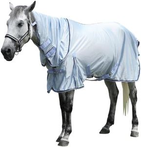 Gallopof Horse Fly Sheet with Detachable Neck Cover, Maximum Airflow Breathable Open Weave Mesh for Hot Weather, Anti-Rub Comfort, 65% UV Protection, Cool Summer Sheet for Pasture & Barn Greyblue 81