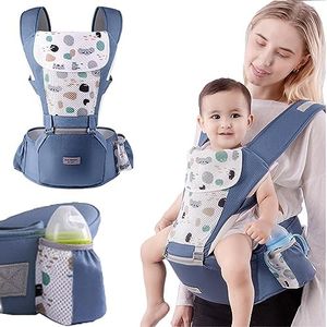 Wsndm Ergonómico Con Asiento Mochila Portabebés, 6 En 1 Correa Multifuncional Para Bebés, Puro Algodón Ligero y Transpirable, Toallas Con Saliva, Ajustable, Para Recién Nacido a 22kg
