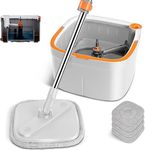 AVIAXO Spin Mop and Bucket Set with 6 Replaceable Microfiber Pads with Automatic Dirty and Clean Water Separation System Self-Wringing Spin Mop Head