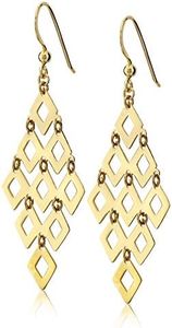 Amazon Essentials Gold Plated Sterling Silver Large Diamond-Shape Drop Earrings, 2.2", (previously Amazon Collection)