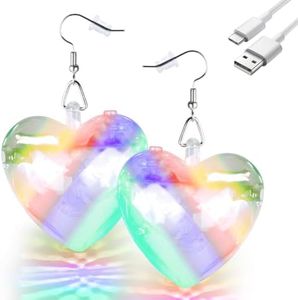 Disco Ball Light 16 Colors,Rechargeable Light Projecting Light up Earrings for Women Halloween Costume Accessories Dance Party