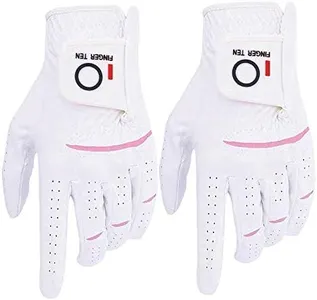 FINGER TEN Womens Ladies Golf Rain Gloves Pair Both Hand or 2 Pack Left Right Hand, Wet Hot Cool Grip, Fit Small Medium Large XL (White, Medium, Left)