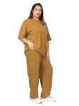 Kepa Cotton Women Plus Size Casual Summer Track Suit T-Shirt Trackpant Co-Ord Set, Camel