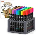 Shuttle Art Dual Tip Brush Pens, 96 Colours Fine and Brush Tip Markers Set with Pen Holder & 1 Colouring Book, Felt Tip Colouring Pens for Adults and Children Colouring Calligraphy Journal Doodling