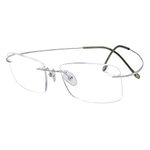 Eyekepper Titanium Rimless Reading Glasses Readers Men Women (Lens Width 55mm-Silver)