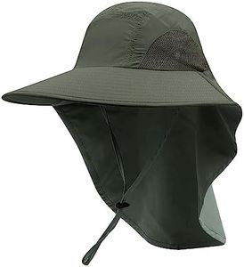 CLAPE Mens Fishing Hat Outdoor Safari Summer Cap Fishing & Hiking Boonie Sun Hat for Men Women UV Protection Wide Brim Bucket Hat,XT02-Army Green
