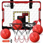 EagleStone Indoor Mini Basketball Hoop with LED Lights, Dual Electronic Scoreboard, Over-The-Door Basketball Game for Kids,Birthday Gift for Boys Ages 5-7,8-12