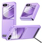 Casetego for Galaxy Z Flip 6 Case with Hidden Kickstand,Built in Front Screen Protector,with Hinge Protection Slim Fit Shockproof Full Body Protective Case for Samsung Galaxy Z Flip 6 5G,Purple