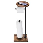 Toilet Paper Stand Tissue Holder, Farmhouse Toilet Roll Paper Stand with Shelf, Bath Paper Organizer Free Standing Tissue Paper Dispenser Floor Paper Roll Holder with Reserve for Bathroom, Wood