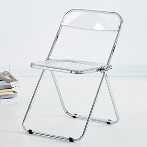 AoForce Sedie Pieghevoli in Acrilico Moderna Trasparente-Sedile impilabile in Cristalo- da Soggiorno- Laterale con Struttura cromata for Interni,Bianco