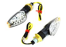 Alchemy Parts Short Stem Motorcycle Motorbike LED Indicators Turn Signals With Amber Tips - Carbon finish