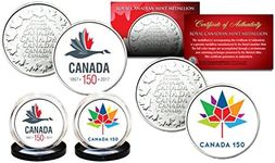 Canada 150 Celebration RCM Royal Canadian Mint Colorized Medallions 2-Coin Set