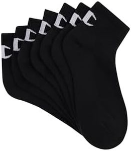 Champion Quarter Crew Socks - 7 Pack, Black (7 Pack), Medium