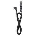 Globe Electric 22785 Designer Series 12ft Fabric Extension Cord, 3 Grounded Outlets, Right Angle Plug, 125-Volts, Integrated Hanging Hook, Black Finish