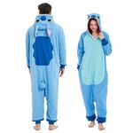 MAJ&COS Animal Onesies Adult Pajamas Halloween Cosplay Costume Unisex Onesie for Women Men, Zipper Blue Onesie, Small