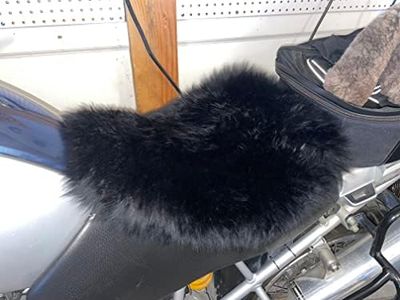 Alaska Leather Medium Long Sheepskin Buttpad - Motorcycle Seat Pad… (Long Hair Black)