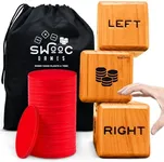 SWOOC Games - Giant Right Center Left Dice Game (All Weather) with 24 Large Chips & Carry Bag - Jumbo Wooden Lawn Game - Big Backyard Game for Family - Indoor/Outdoor