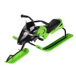 PHAT Snow Racer, Snow Sled for Kids Racer Ski Sled Heavy Duty, Durable Metal Racer Snow Sledge with Brakes Steering Wheel Pull Rope-Green