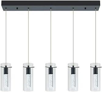 BESTWEST Black Modern Pendant Light Fixture - Kitchen Island Chandelier With Bubble, Dimmable (25W, 5-Light)