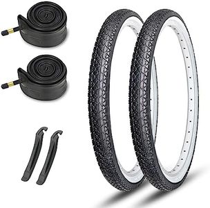 2-Pack Cruiser Bike Tires Set: MOHEGIA 26 x 2.125 Inch Folding Tires, Inner Tubes, and Tire Levers Replacement Kit for Beach Cruiser Bicycle -White Walled