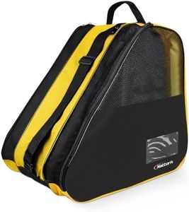 Nattork Roller Skate Bag - Oxford Cloth Ice Skate Bag with Large Capacity, Breathable Mesh, Side Pockets & Name Card Holder for Adults & Kids - Yellow & Black