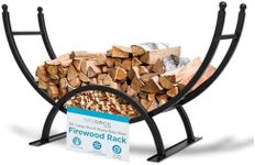 BIRDROCK HOME 50in Firewood Rack for Outdoor or Indoor Use | Large Capacity | Fire Wood Log Storage Holder | Black Elevated Curved Design | Kindling Under Rack