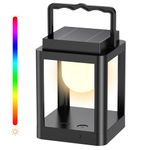 Camping Lantern, Collasis Rechargeable Lantern with 3 Brightness and 10 RGB Lighting Colors, Two Charging Modes, IP65 Water Resistant, Touch Control Outdoor Lamp for Hiking,Fishing,Party,Walking,Beach