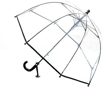 Chesoon Paraguas burbuja para niños con cúpula transparente a prueba de viento con dosel POE Paraguas de lluvia ligero de apertura automática,Negro