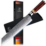 [9.5-Inch]Kiritsuke Chef Knife,FANTECK Kitchen Knife Damascus Pro Sharp VG10 High Carbon Stainless Steel 67-Layer Meat Sushi Fruit Cutting Chef Knife[Gift Box]Ergonomic Pakkawood Handle-Acrylic Rim
