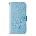 Norn for iPhone 6/6s Phone Case,Embossed Love Heart Elephant Butterfly Pattern Folding Stand PU iPhone 6/6ss Leather wallet case,shokproof Flip Cover Protective Case with Card Slots,Blue