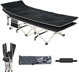 YITAHOME Letti da Campeggio Pieghevoli per Adulti, Robusta Lettino da Campo con Materasso, Lettino per Dormire con Tubi più Spessi per Ufficio da Viaggio all'aperto, Nero